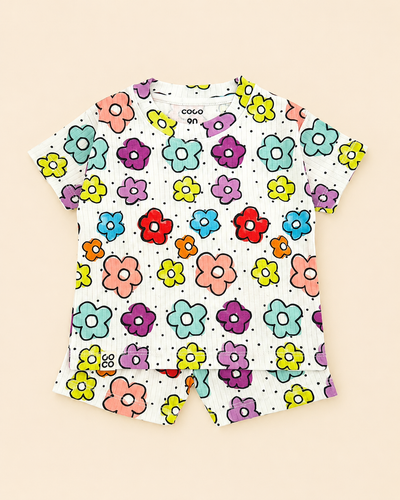 ست تیشرت شلوارک coco طرح گل گلی