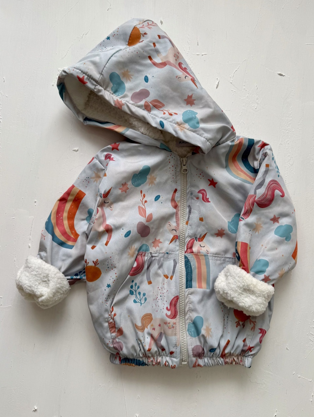 سویشرت داخل کرک‌دار طرح یونیکورن طوسی